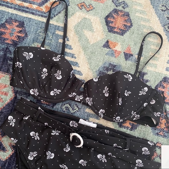 New Onia High Rise Floral Bikini Set in Black - Picture 5 of 11